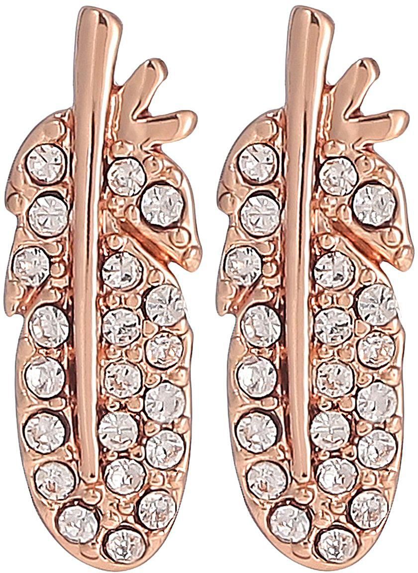 Fossil Women's Rose Gold Plated Feather Glitz Stud Earrings - JA6486791