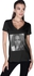 Creo Beyonce Celebrity Hush V Neck T-Shirt for Women - S, Black