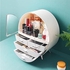 Emazoonfirst Makeup organizer, 360 degree rotating cosmetic storage display case new large, fits jewelry,makeup brushes, lipsticks and more, clear transparent multi color (brown)