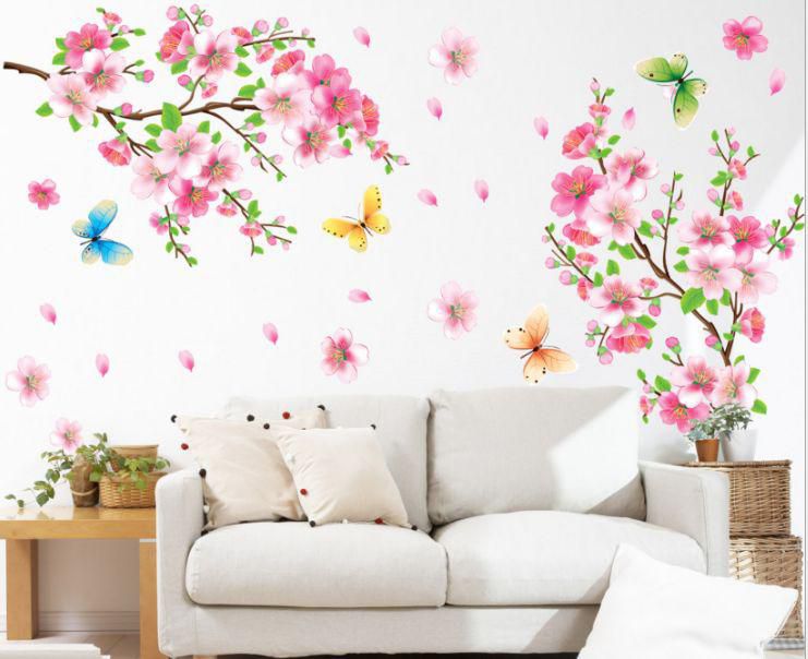 romantic warm peach bedroom decoration wall stickers living room sofa bed removable pvc wall stickers