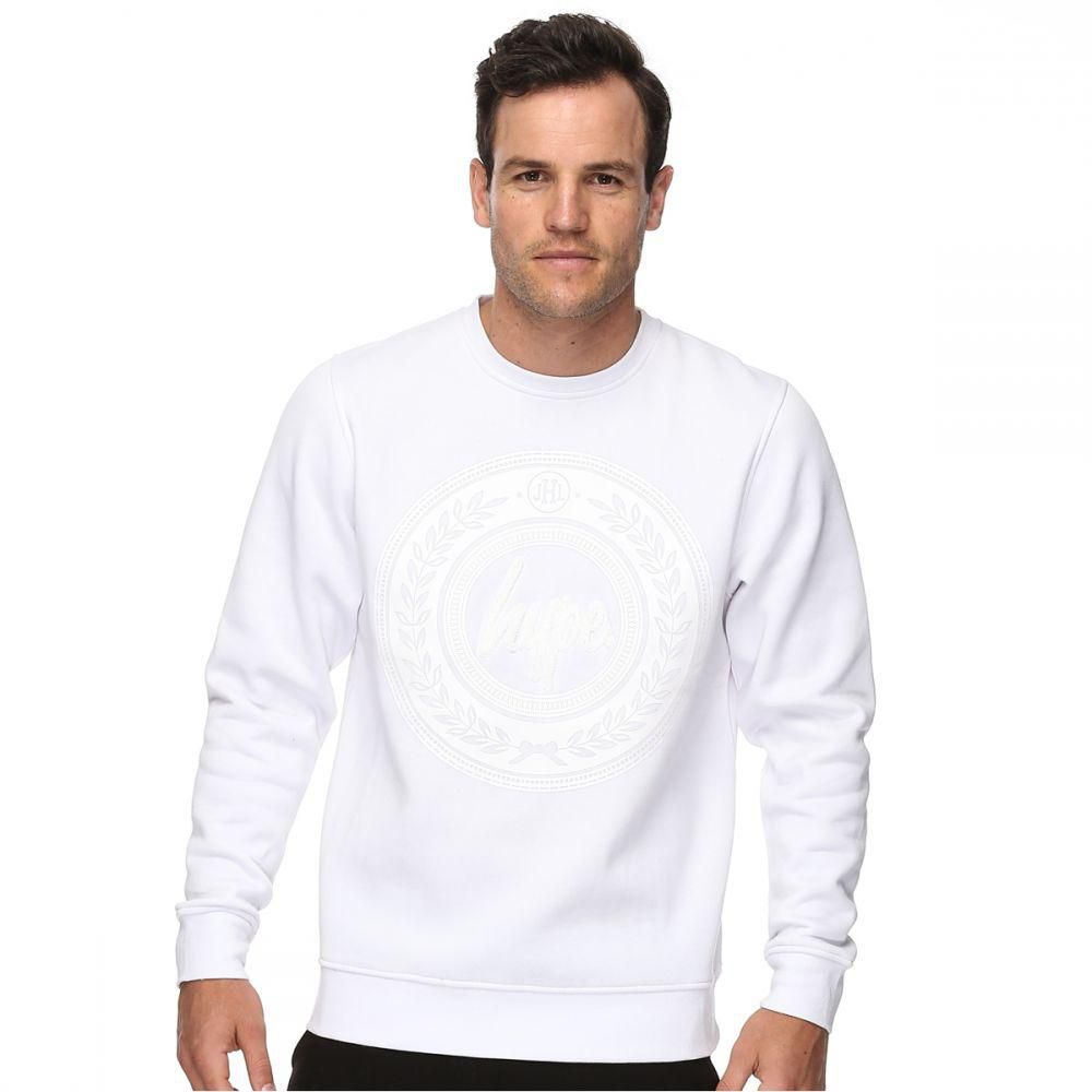 Hype White Polyester Round Neck Hoodie & Sweatshirt For Men
