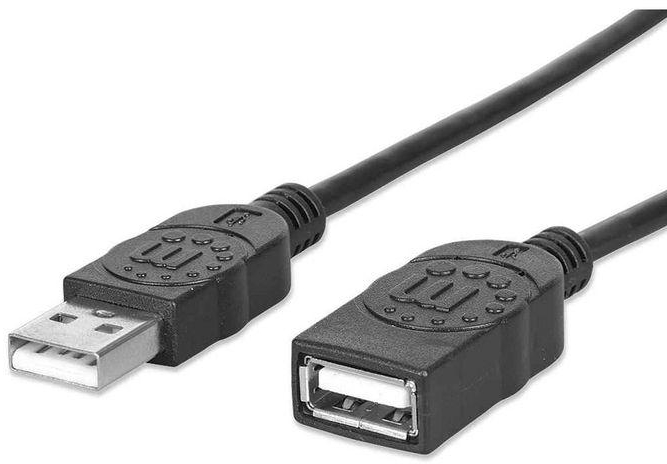 Manhattan 393850 Hi-Speed USB Extension Cable A Male / A Female - 3M (10 Ft.) - Black