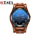 O.T.SEA Men's Leather Strap Military Sport Watch
