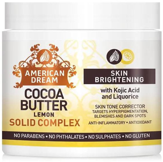 American Dream Cocoa Butter Lemon Body Cream with Kojic Acid and Liquorice, All Natural Ingredients Skin Care, 16 OZ, Moisturizer  With Lemon Oil & Vitamin E 500ml