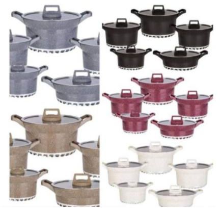 10pcs Bosch Granite Cooking Pots / Cookware Set Black 10pcs Maroon 10pcs