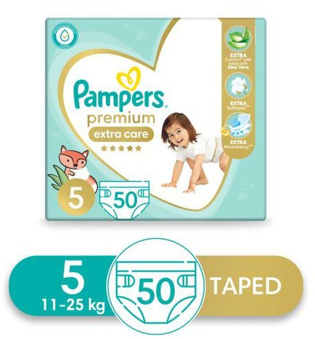 Pampers Pampers Premium Extra Care Baby Diapers - Size 5 – From 11Kg To 25Kg – 50 Diapers