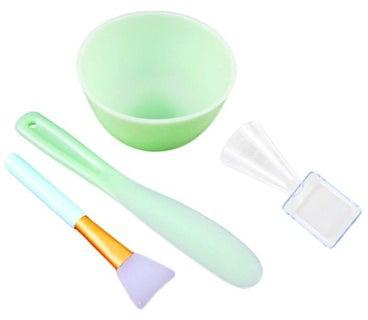 4-In-1 Mixing Bowl With Brush And Spoon Set Green/Clear/Purple
