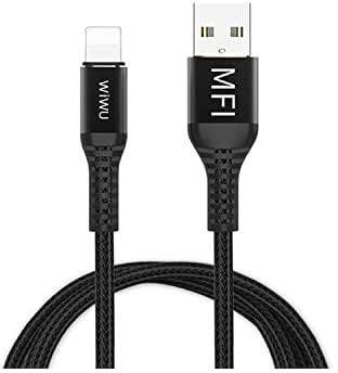 WIWU WP202 Compatible Lightning To USB Cable MFI Fast Data Cable 2.4A, Black - 1.2 m