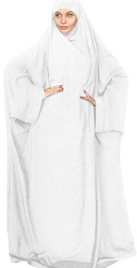 Long Sleeves Abaya With Hijab White