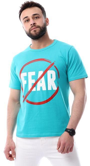GIT Aqua ' No Fear ' Printed Round Neck T-Shirt