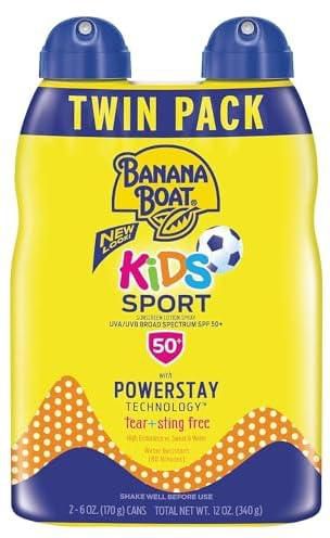 Banana Boat Kids Sport Broad Spectrum Ultra Mist Sunscreen Spray Twin Pack with SPF 50, 12 Ounce