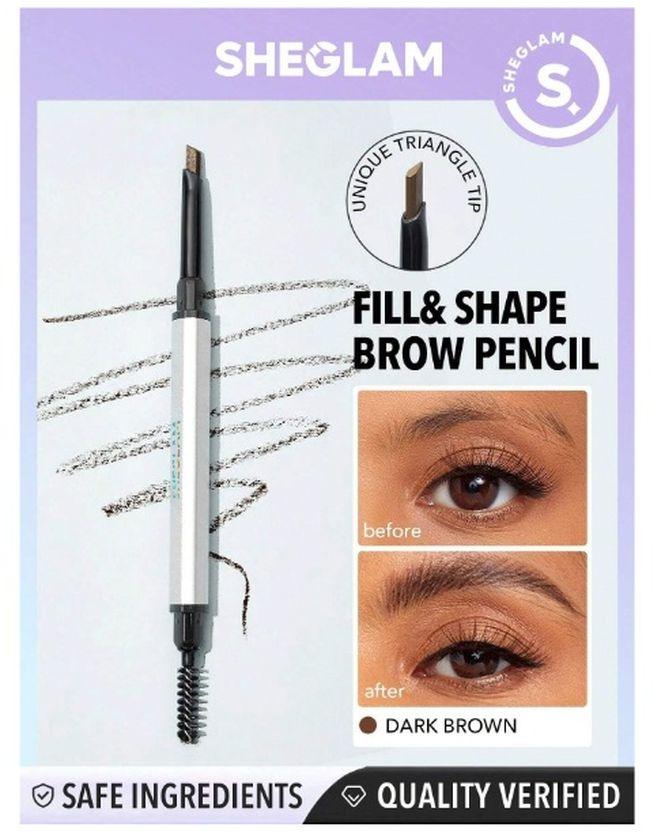 SHEGLAM Dual-Ended Fine Eyebrow Pencil - Dark Brown Waterproof