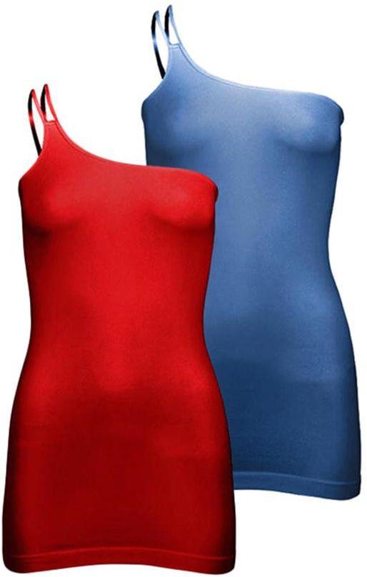 Silvy Set Of 2 Casual Dress For Women - Red / Blue, Medium