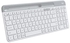 Logitech K580 Slim Multi-Device Wireless Keyboard - Bluetooth/Receiver, Compact, Easy Switch, 24 Month Battery, Win/Mac, Desktop, Tablet, Smartphone, Laptop Compatible, Arabic Keyboard - White