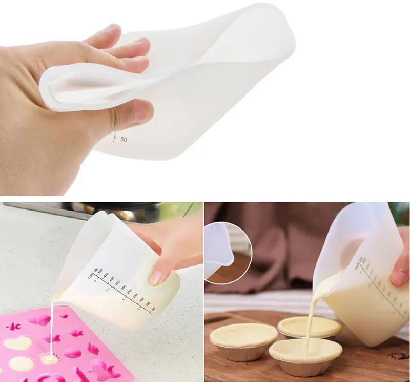 Tea coffee cups Love shaped 500ml Cup High Temperature Resistance Silicone Measuring Cup white one size
