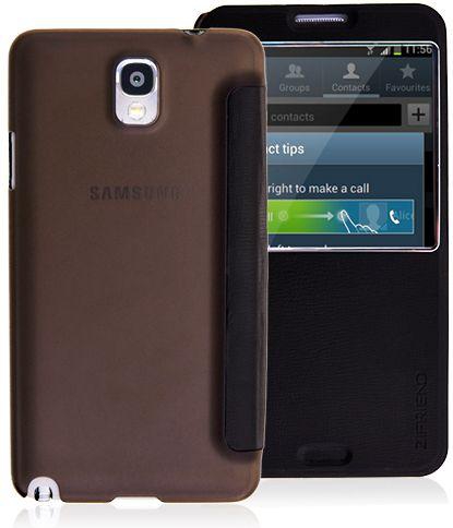 Thin PU Wallet Case with Display Window for Galaxy Note III - Black
