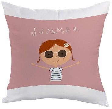Summer Printed Cushion Cover Pink/White 40 x 40cm