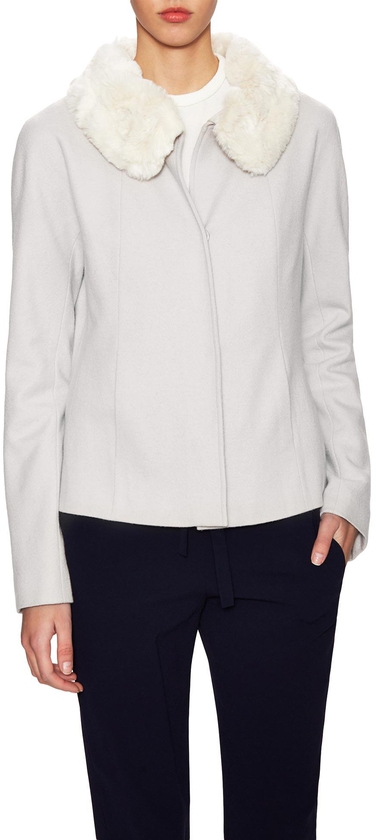 oneforty8 by lafayette 148 new york - Wool Jacket with Removable Faux Fur Collar