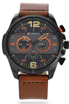Curren Men's Black and Grey Dile Leather Strap Watch 8259