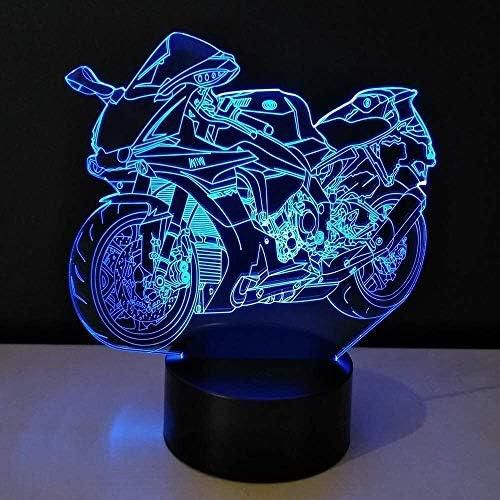 3D Illusion Lamp Led Night Light/USB Night Lights/Mood Bedside Sleep Lighting/Bedroom Decor Gift/ 3D Geometry Hexagon (Color : 3d Motorcycle)