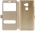 Dual View Windows Silk Texture Leather Stand Case for Huawei Mate S - Champagne