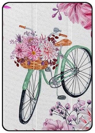 غطاء حماية واقٍ مزين بطبعة دراجة هوائية وزهور وردية لجهاز أبل آي باد آير 2 متعدد الألوان