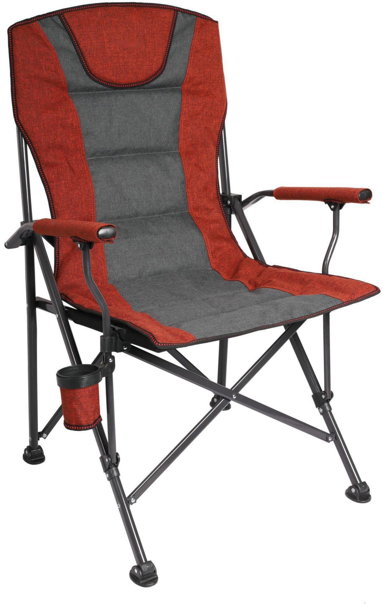 Homez, Foldable beach chair with bottle holder, Red and black