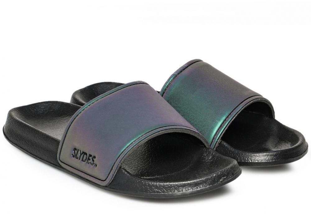 Slydes Iridescent F Slide Slippers for Women - 5 UK, Black