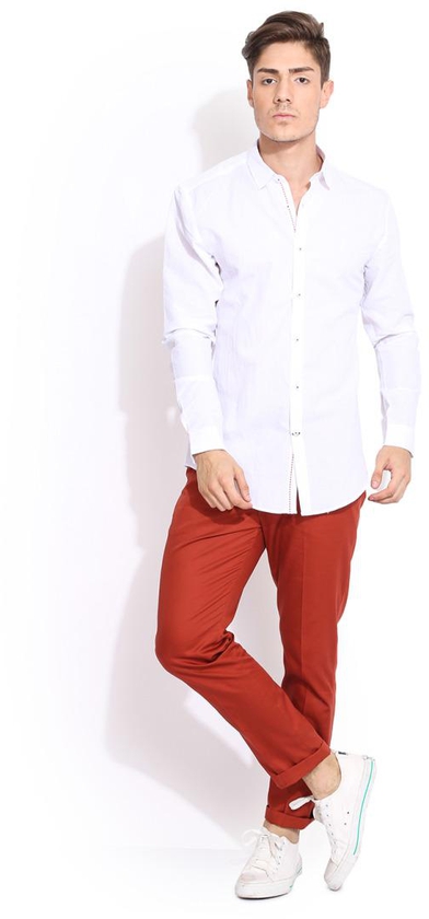 Mr Button - White Linen Shirt With Tape On Placket Detail