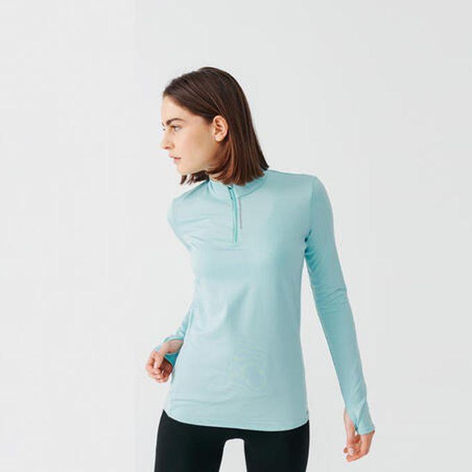 Decathlon Zip Warm Women's Long-sleeved Running T-shirt - Blue