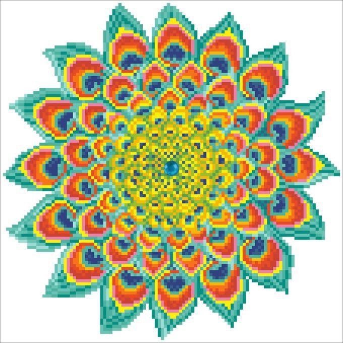 Diy Kit Peacock Mandala - Diamond Painting Artwork Kit - 12.6 x 12.6 in