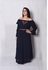 Coctail Off Shoulder Embroidered Maxi Dress - Dark Blue