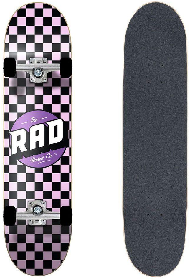 Rad Complete Board Dude Crew Skateboard Checkers Powder Pink/Black (7.5-Inch)