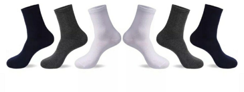 General Bundle Of Three Half Towel Socks Blue-gray-white-black