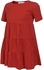 Sunshine New Kids Girl O-Neck Short Sleeve Tiered Pullover Dress-Red