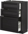 METOD Base cabinet with 3 drawers - black/Lerhyttan black stained 60x37 cm