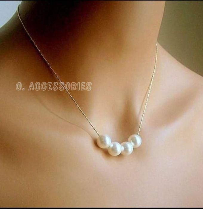 O Accessories Necklace Chain Silver Metal _ White Pearls