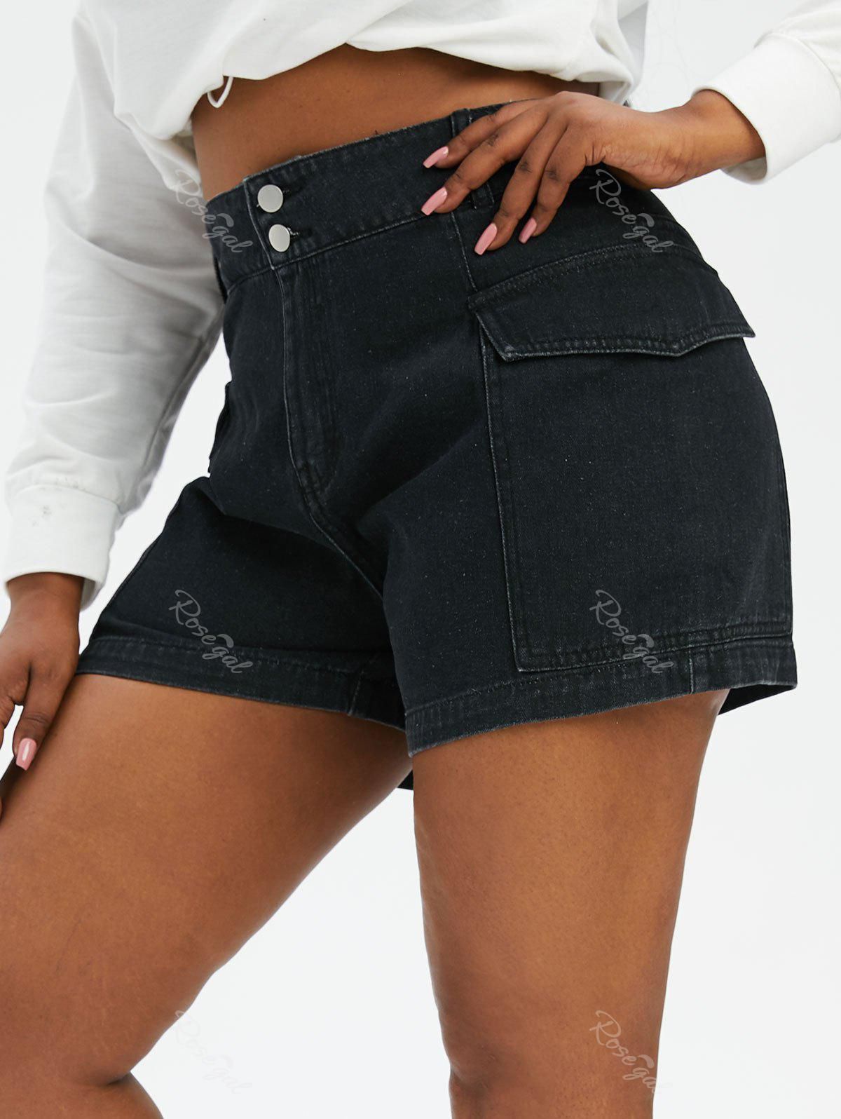 Plus Size & Curve Flap Pockets Denim Cargo Shorts - 2x