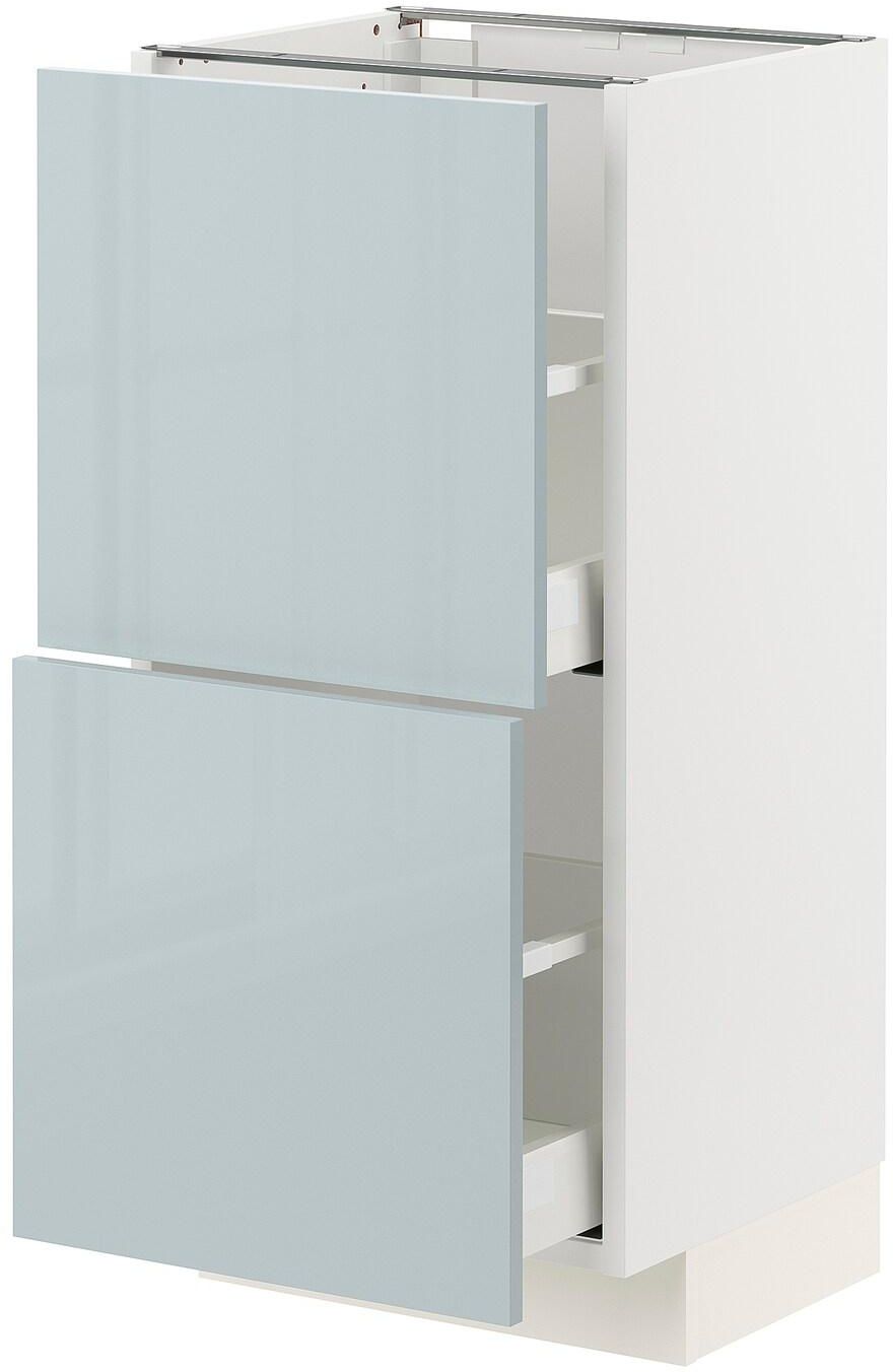 METOD / MAXIMERA Base cabinet with 2 drawers - white/Kallarp light grey-blue 40x37 cm