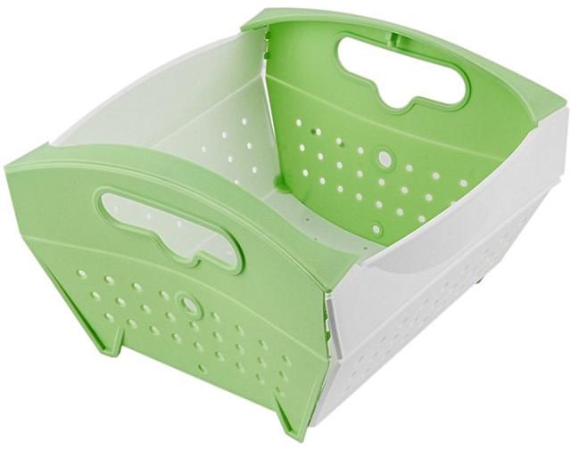 Generic Creative Foldable Plastic Sink Drainer Kitchen Fruit Vegetable Drain Basket Green