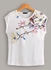SHEIN Floral Print Batwing Sleeve Tee White