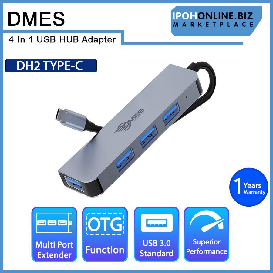 DMES DH2 4 In 1 USB Type C to USB 3.0 x 4 Hub Adapter