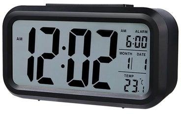 LED Digital Electronic Alarm Clock With Calendar And Thermometer Black