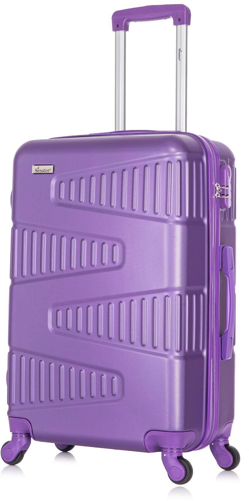 Senator Hard Case Medium Suitcase Luggage Trolley For Unisex ABS Lightweight Travel Bag with 4 Spinner Wheels KH1075 Highlight Purple
