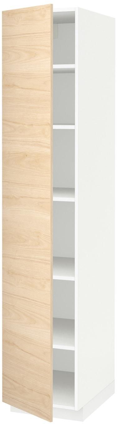 METOD High cabinet with shelves - white/Askersund light ash effect 40x60x200 cm