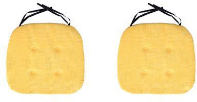 Generic 2xYellow Seat Cushions With Ties For Garden Kitchen & Office Chairs