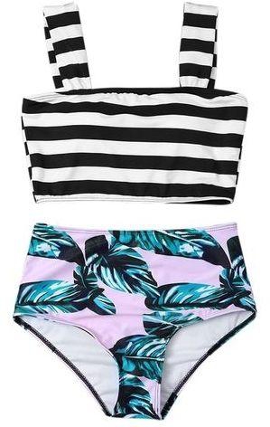 Fashion Tropical High Waisted Bikini - Colormix