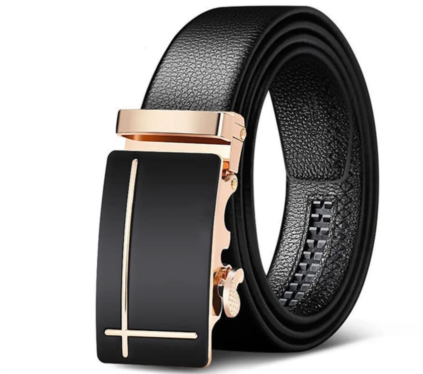 Men's Ratchet Belt with Automatic Sliding Buckle Men Belts Automatic Buckle Belt Leather High Quality Belts For Men Leather Strap Casual Buises for Jean