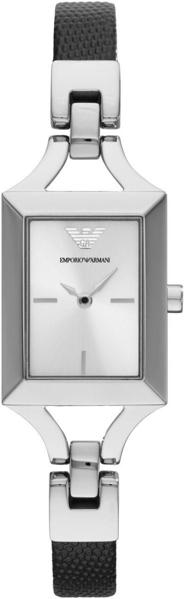 Emporio Armani Women's Silver Dial Leather Band Watch - AR7372I