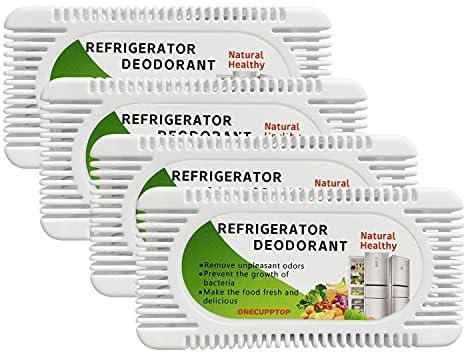 Refrigerator Deodorizer(4 pack), Fridge and Freezer Odor Eliminator, Activated Carbon Smell Remover and Moisture Absorber